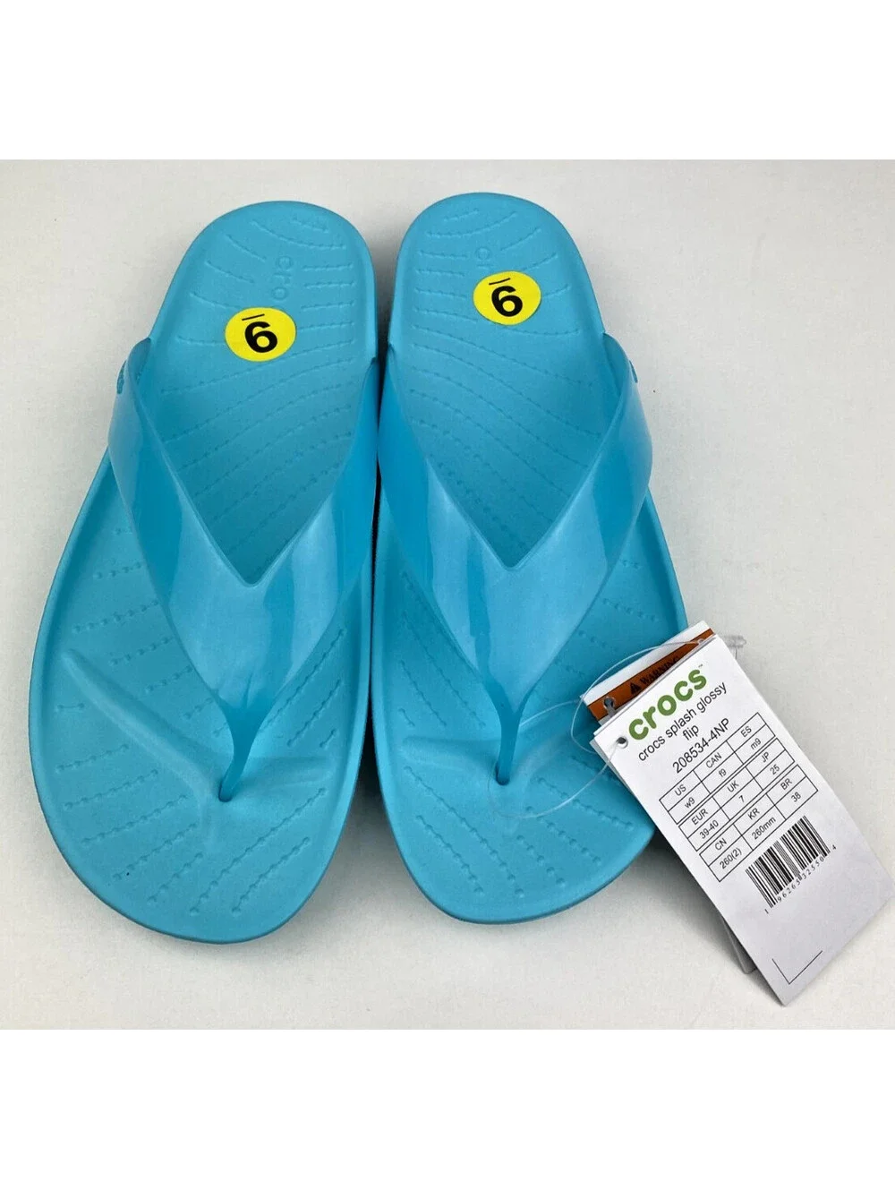 Crocs Splash Glossy Flip Flops Aqua Blue Women’s Size 9 NWT Thongs New Sandals